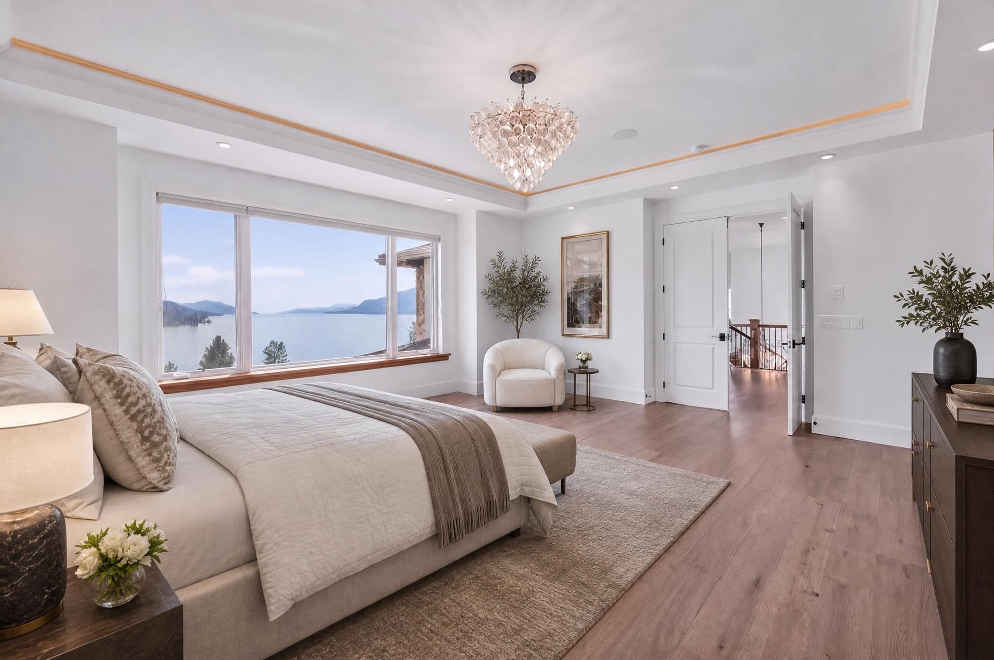 Bedroom source photograph in daylight before relighting
