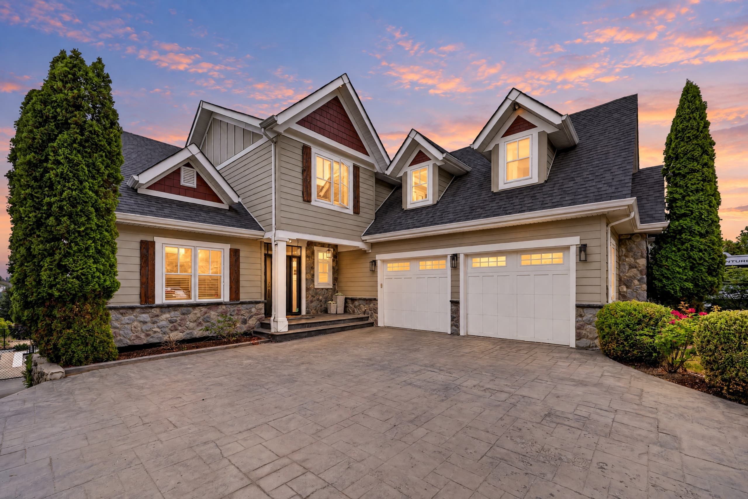 A detached home relit in Soft Dusk through Relight Spaces