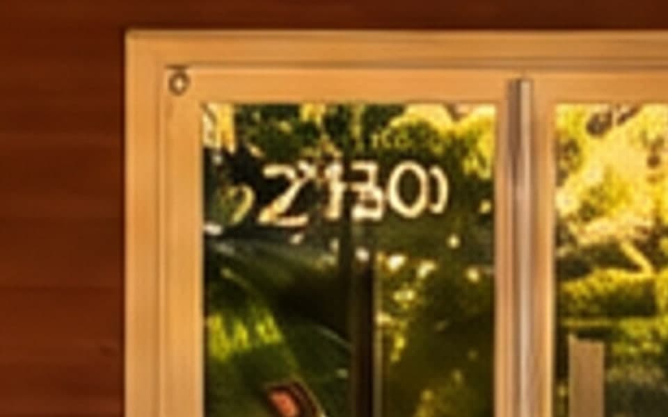 The same door after an AI relight, with the number scrambled into 2130