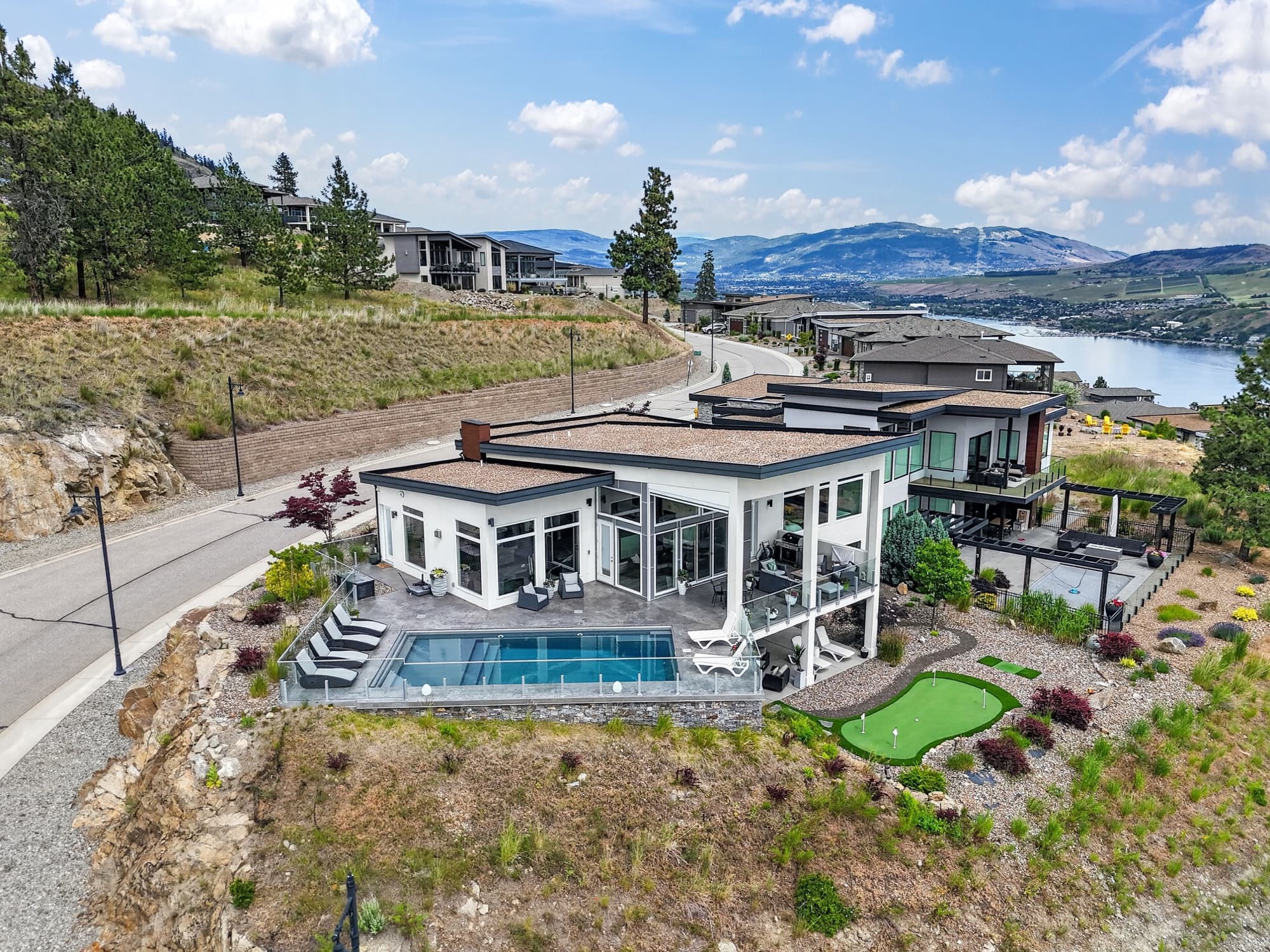 Aerial property on a cloudy day