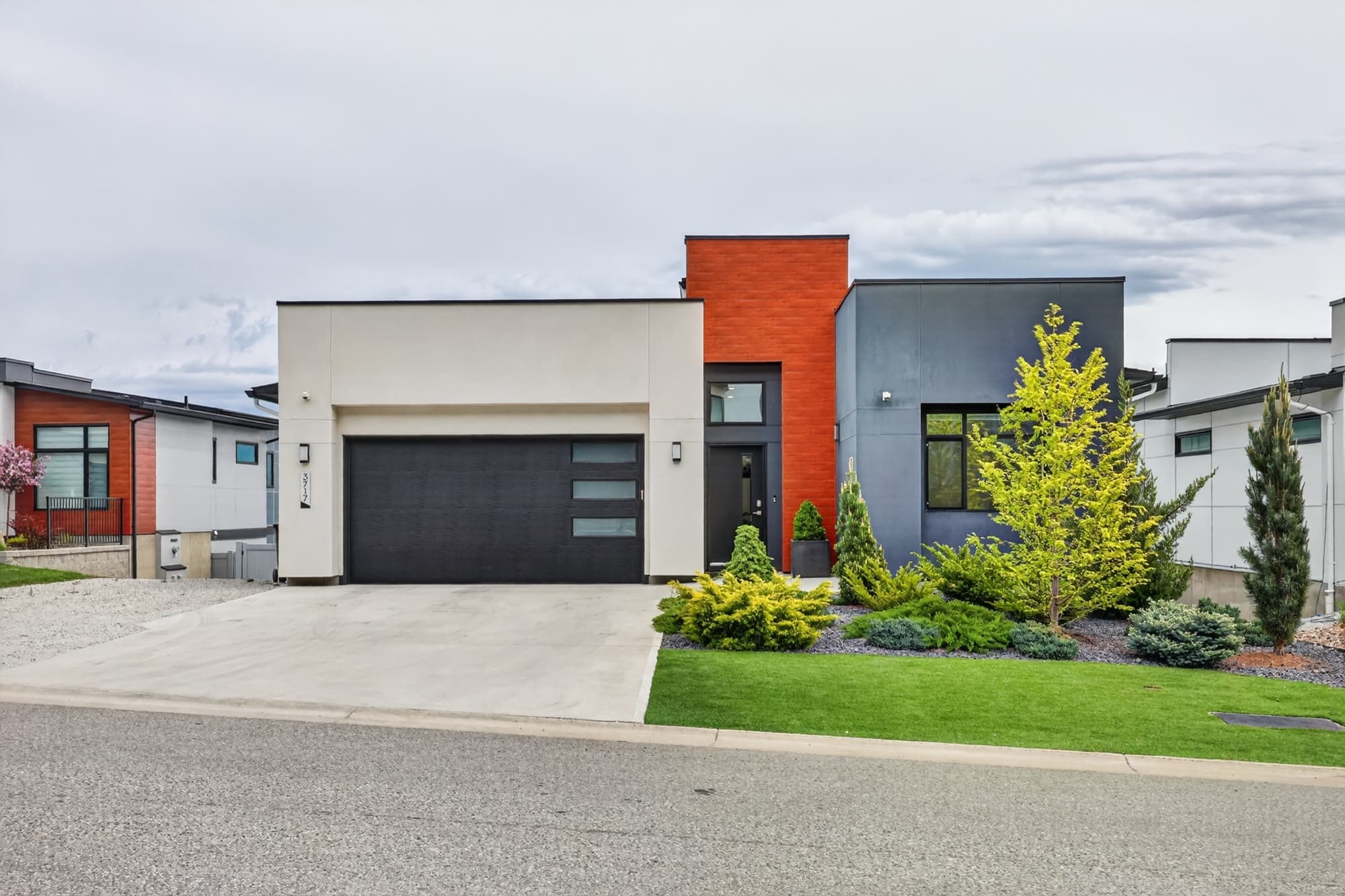 Modern exterior on a cloudy day